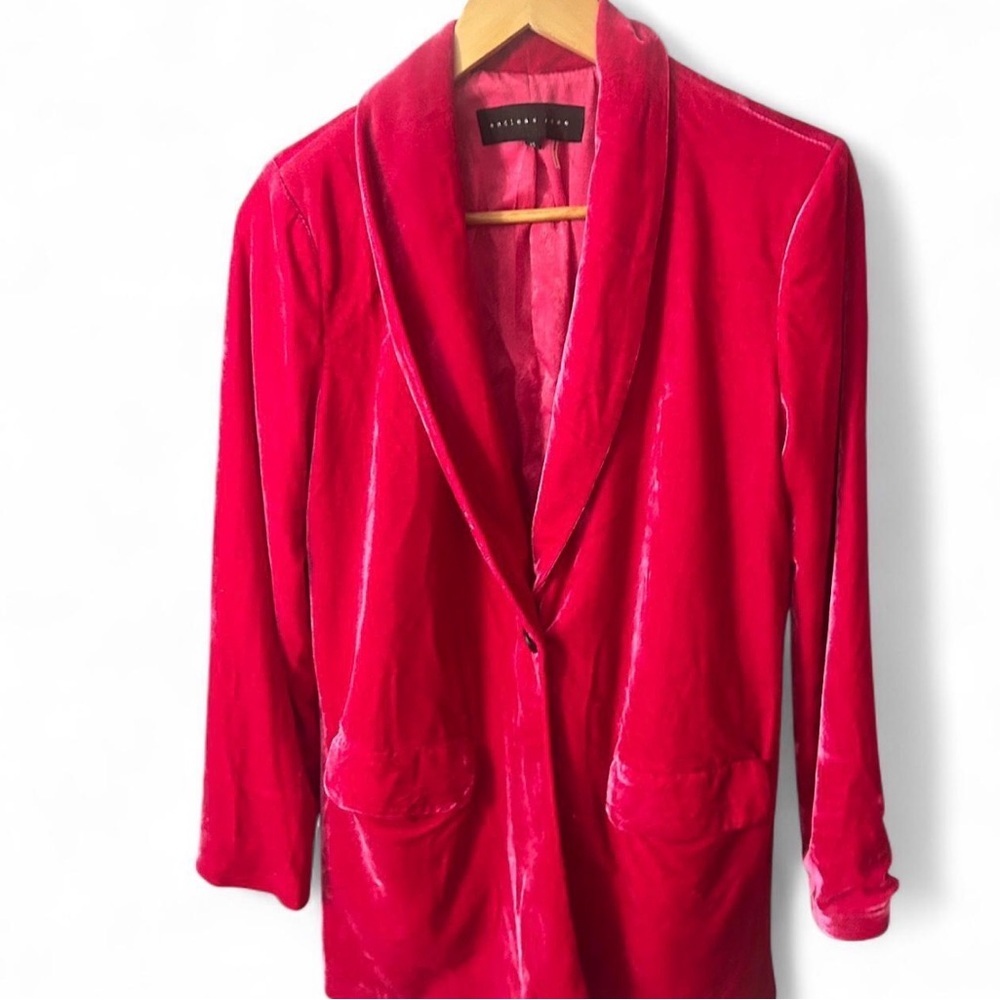 Endless Rose Vibrant Red Velvet Blazer